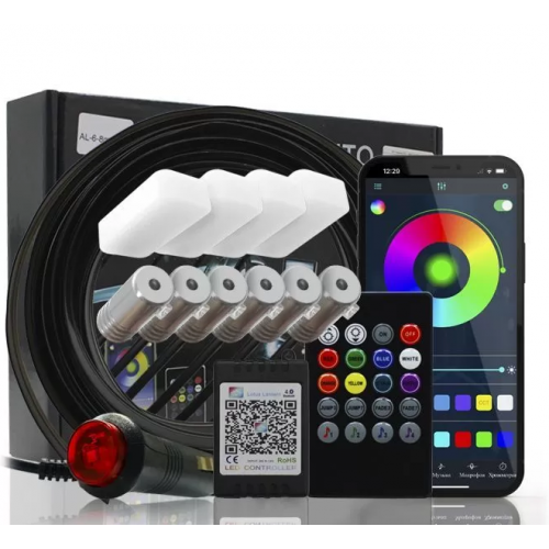 Контурная подсветка салона и ног 8м ЧЕРНАЯ RGB прилож. и пульт