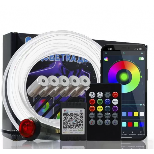 Подсветка торпеды (WH) 6m RGB приложение и пульт(белая)