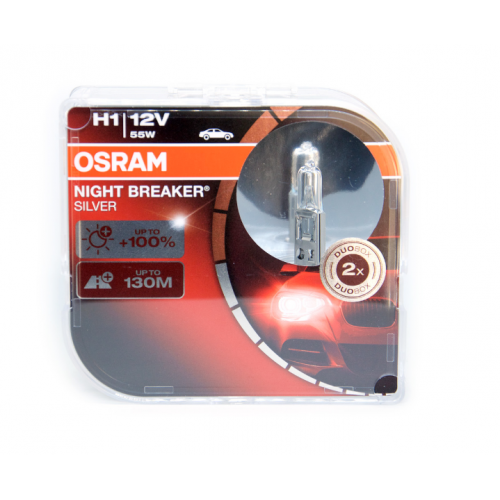 Osram H1 12v (55w)  +100% Night Breaker Silver  EURO BOX