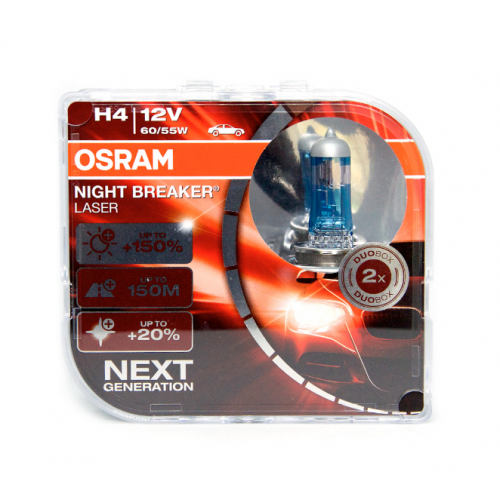 Osram H4 12v (60/55w)  +150% Night Breaker Laser  EURO BOX