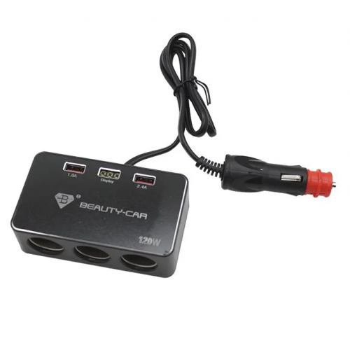 Разветвитель тройной + 2USB B-085