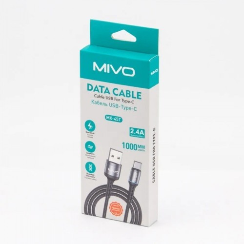 Провод USB-Type-C, 2.4A, 1 м, черный