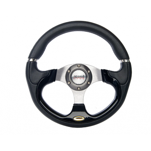Руль спортивный SPEED LINE, чёрный, кож. зам. 3-х спицевый 4148+PVC+LIGHT+BLACK