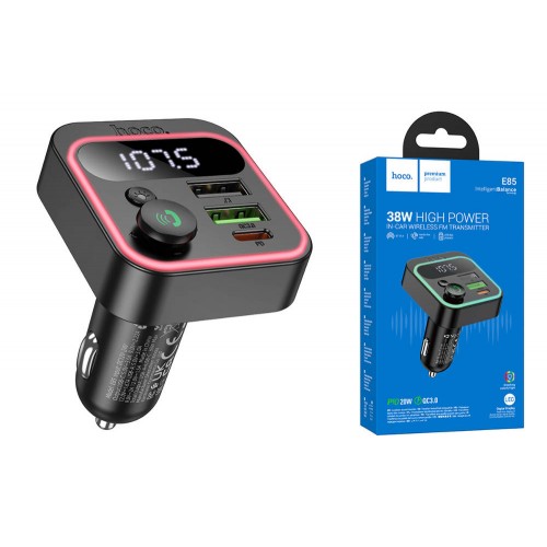 FM-модулятор Hoco E85 Tiger PD20W+QC3.0+ЗУ с BT