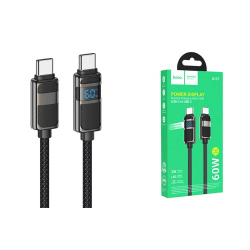 HOCO U137 Line 60W charging data cabl with display Type-c to Type-c (Черный)