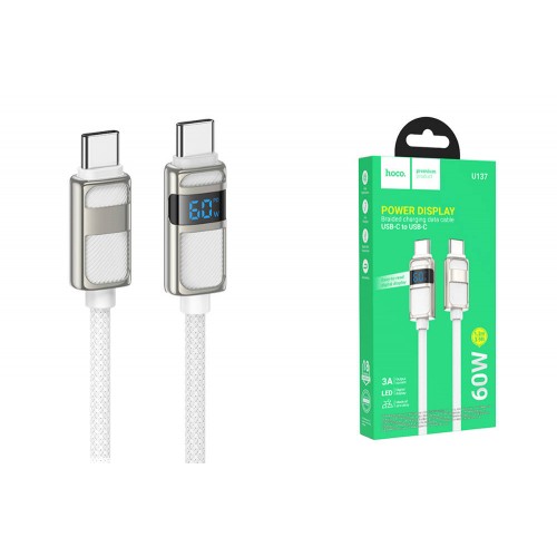 HOCO U137 Line 60W charging data cabl with display Type-c to Type-c (белый)