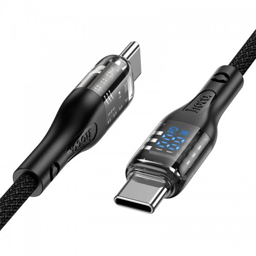 Кабель Hoco U115 100w с дисплеем Type-c to Type-c черный