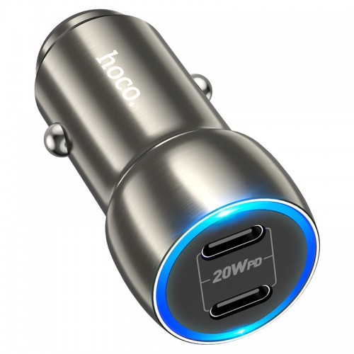 ЗУ HOCO Z48 tough 40w dual port (2c) car charger metal gray
